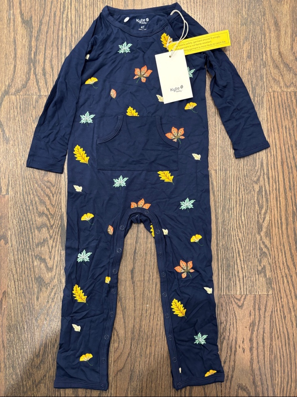 Kyte BABY Navy Foliage Print Footed Romper 4t